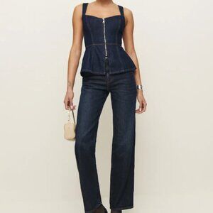 Reformation Zeta Denim Top Blue - Size 8
